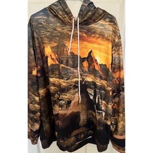 Mens Hoodie Pullover Sweatshirt 3D Print Western Theme‎ XL